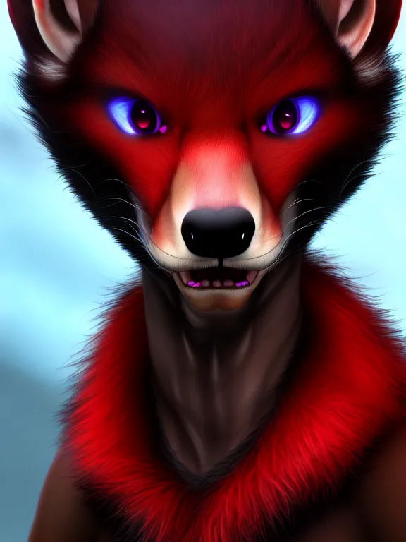 Image similar to furry - male - red - black - weasel - chaos theorist - fursona uhd ue 5 visual novel pc game expressions, photorealistic