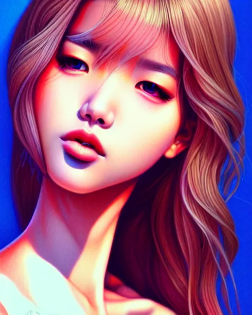 Image similar to richly detailed color illustration of lalisa illustrated by artgerm and mina petrovic and timothy kong and marina federovna. 3 d shadowing, eyes closed!!!