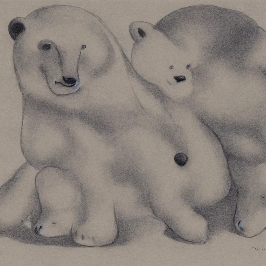 Charcoal drawing of a polar bear cub by p3vstudio on Dribbble