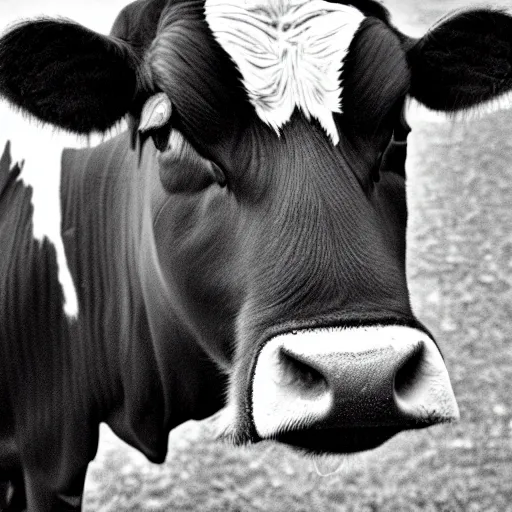 Image similar to detailed picture of a cow having a cigarette