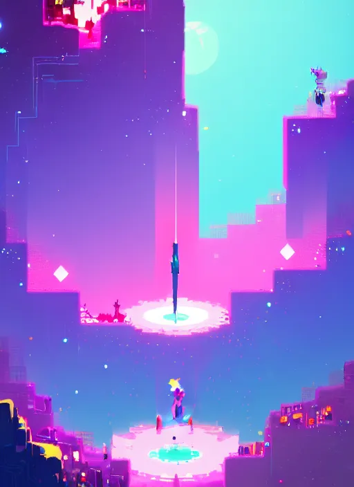 Image similar to an everending upspiraling sparkles of crystal, diamond and rose quartz, going into dark infinity, beautiful high quality hyper light drifter art, trending on artstation