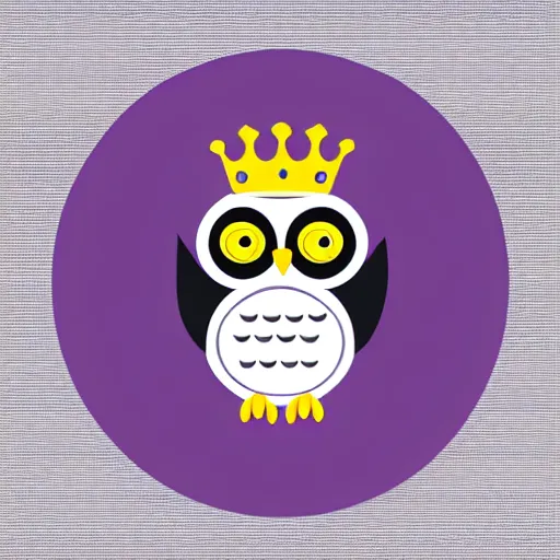 Prompt: owl princess with crown, style of emoji, minimalist, white background