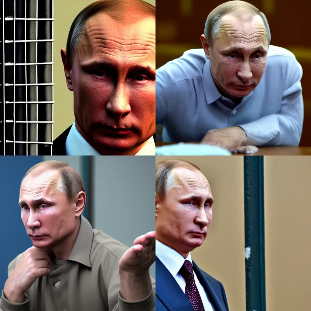 Prompt: Vladimir Putin in prison, 4k, colorful