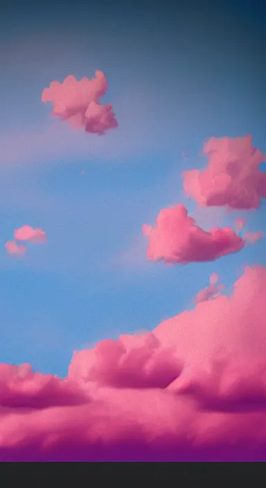 Image similar to pink clouds, under blue clouds, under black sky, smooth, cartoonish and simplistic, background artwork, digital art, award winning