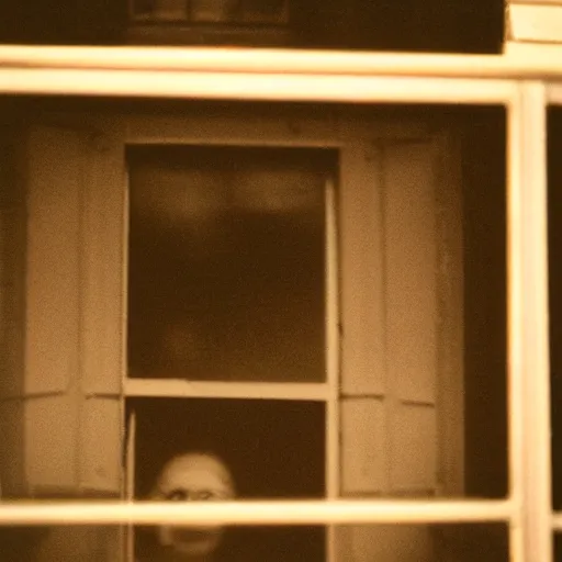 Prompt: people watching you through your window at night, creepy, horror, 35mm photograph, grainy