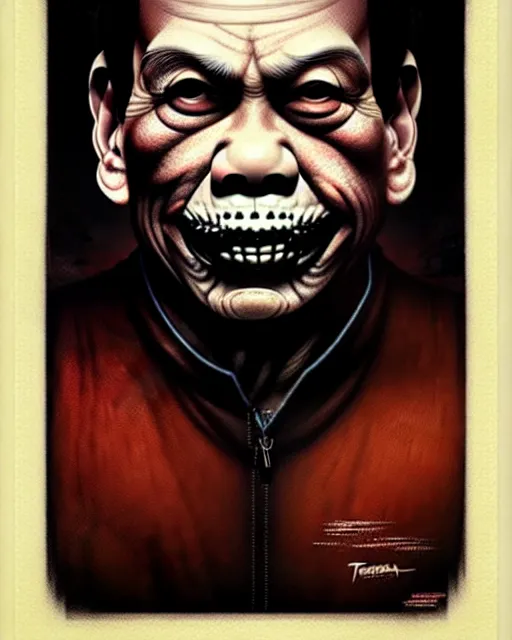 Prompt: rodrigo duterte, rodrigo duterte as a monster, very intricate ultrafine details, award winning masterpiece, tom bagshaw artstyle