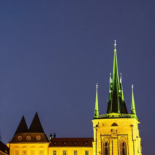 Prompt: ufo landing at the prague castle during the night, dslr 3 5 mm