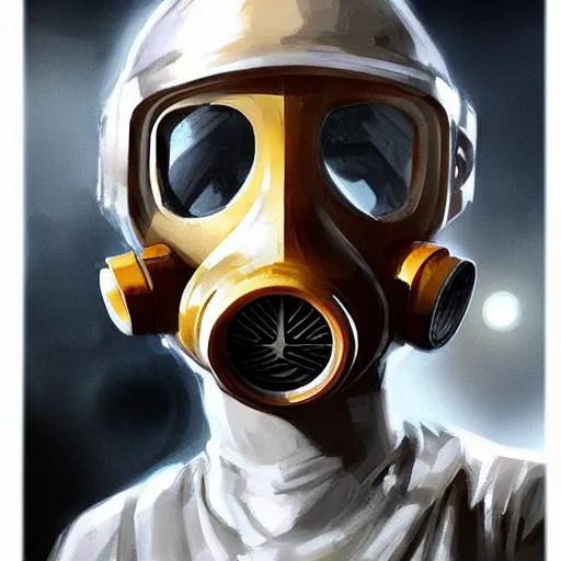 Image similar to concept art of gas mask by jama jurabaev, brush hard, artstation, cgsociety, high quality, brush stroke