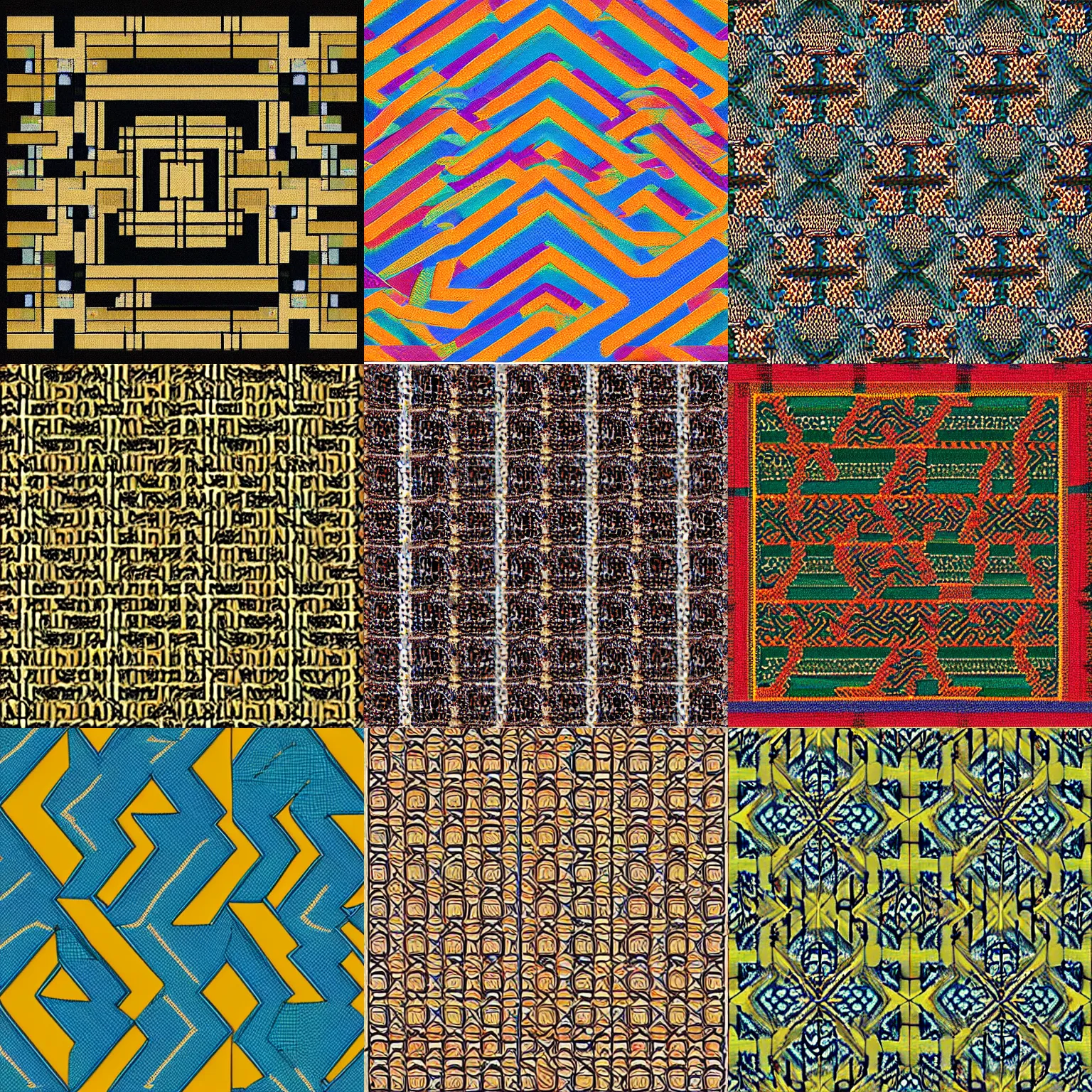 Prompt: Andean textile showing a MC Escher style repeating texture