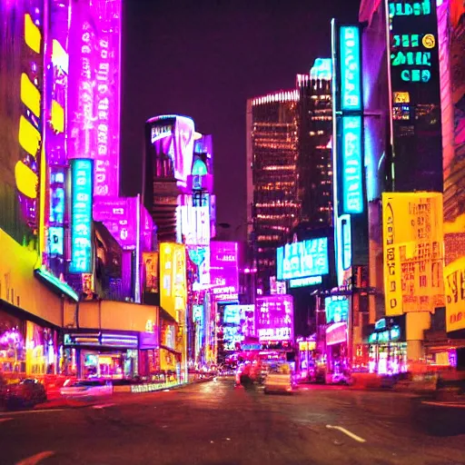 Prompt: neon purple blinking lights on a neon city