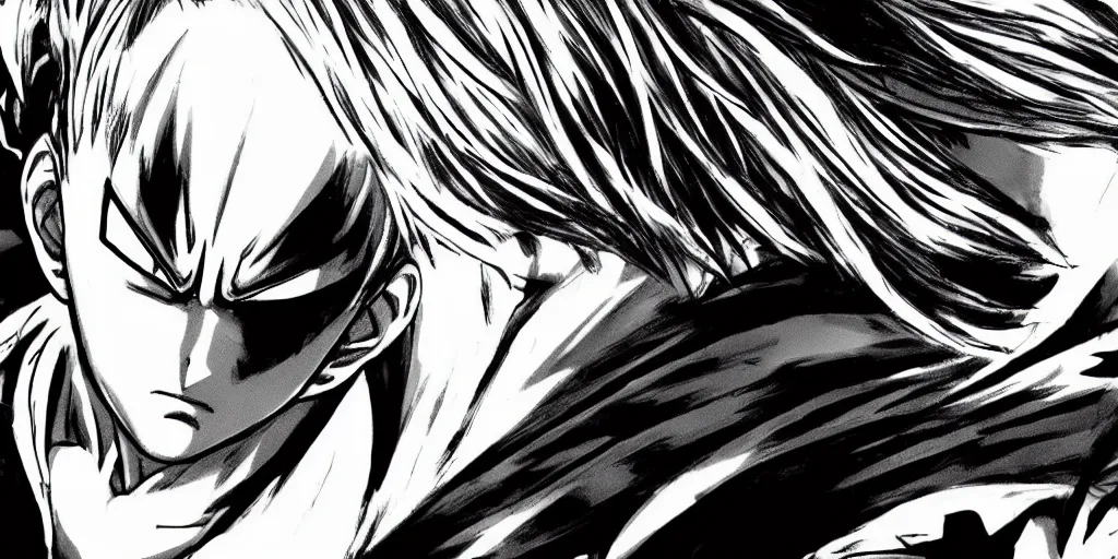 Image similar to a photo of the side of anime one punch man face close up, anime,