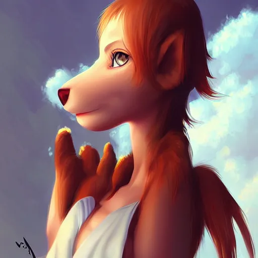 Image similar to cute anthro furry girl, digital painting, very detailed environment, art by artgerm and ilya kuvshinov