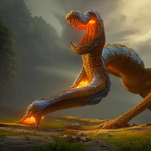 Prompt: Hyper realistic Trogdor, 8k, cinematic, Unreal Engine render