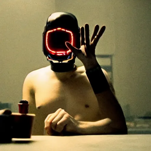 Prompt: movie still of a cool cyborg, cinematic composition, cinematic light, by edgar wright and andrzej zuławski and gaspar noe