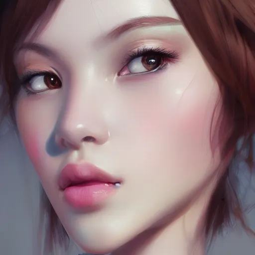 Image similar to a beautiful and elegant girl by wlop, dream, closeup headshot, 8 k, high detailed, ultra - realistic painting, trending on artstation, cg rendering.