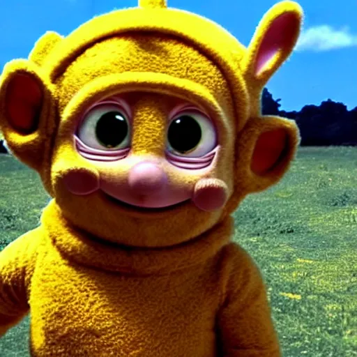 Prompt: Teletubbies tarsier in shock