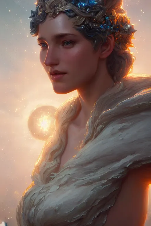 Image similar to goddess of the star, highly detailed, digital painting, artstation, concept art, smooth, sharp focus, illustration, unreal engine 5, 8 k, art by artgerm and greg rutkowski and edgar maxence