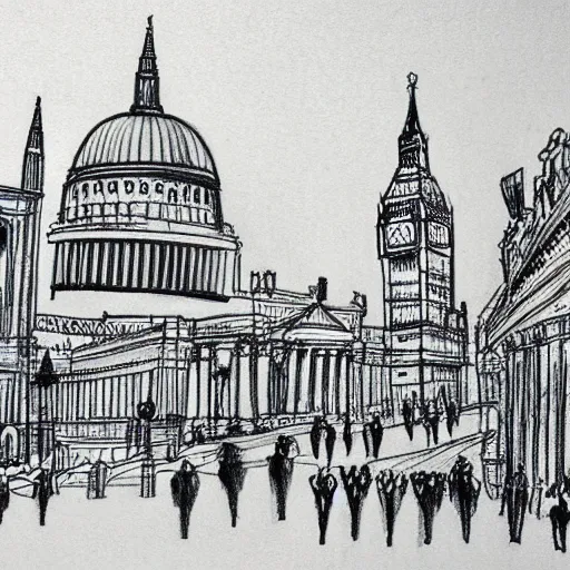 Image similar to beautiful drawing of London, award winning art, highly detailed