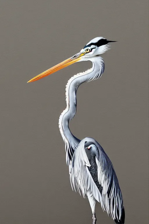 Image similar to Intricate stunning highly detailed grey heron, digital painting by Salvador Dali, surreal, ultra realistic, artstation