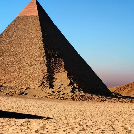 Prompt: up directional down pyramid in a desert, ultrarealistic