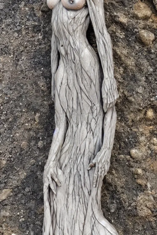 Image similar to a witch statue made in feldspar showing her veins along her body, realistic high level of quality and detail, 8 k