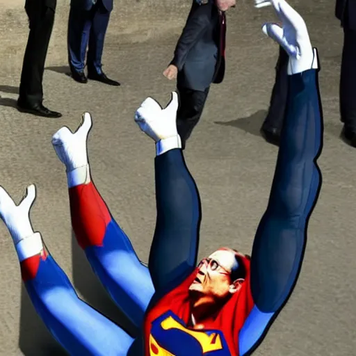 Prompt: François Hollande is Superman, realistic detailed photography