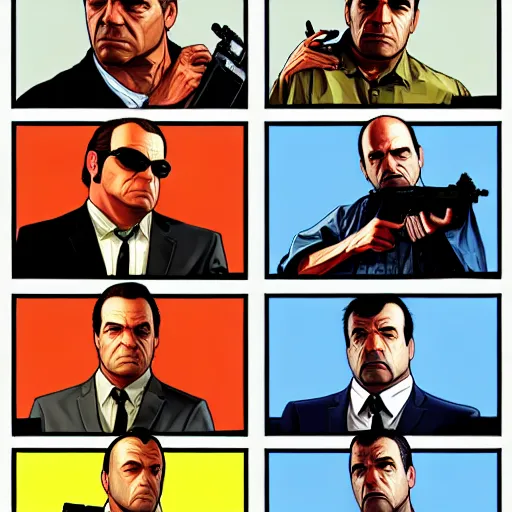 Image similar to gta v, art style by stephen bliss of jason alexander