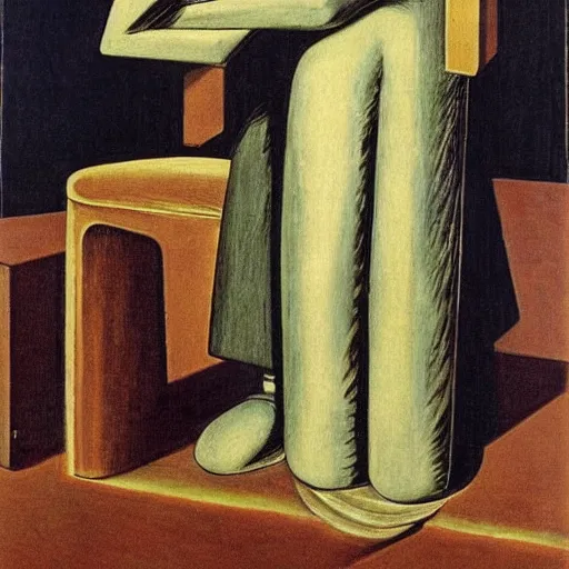 Image similar to portrait of despair by Giorgio de Chirico, highly detailed