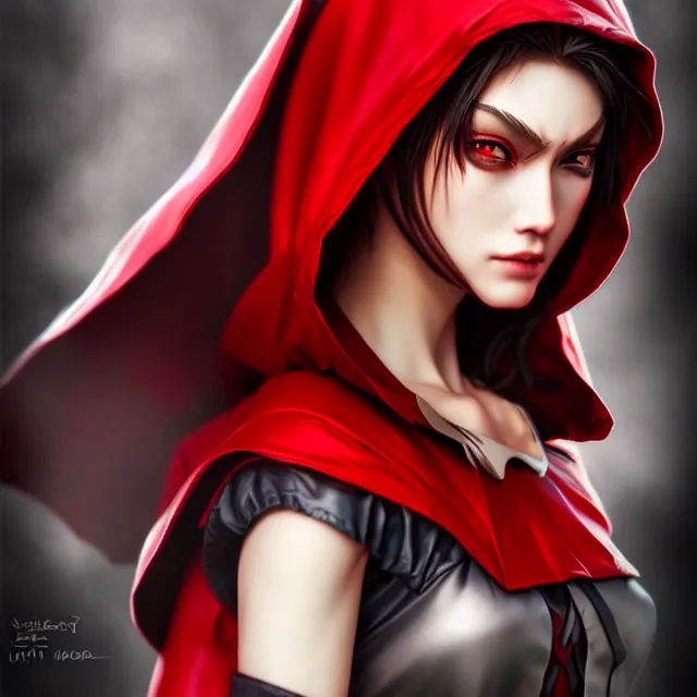 Image similar to beautiful!! red riding hood warrior artgerm highly detailed 8 k hdr smooth sharp focus high resolution award - winning photo photorealistic