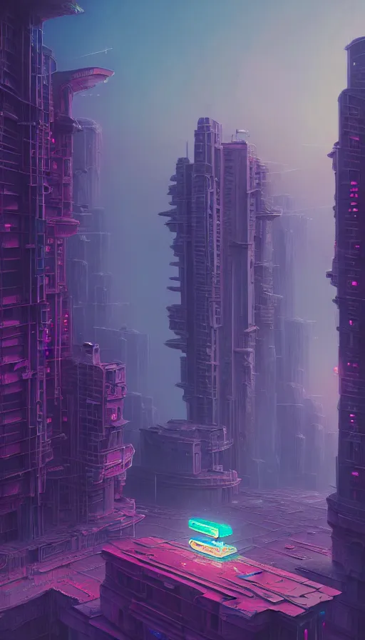 Image similar to a beautiful very detailed painting of city architecture abandoned sea fort by beeple, cyberpunk neon noir landscape vice city meadow cosmic fantasy san andreas at winter futuristic wilderness matte painting alien, archdaily, wallpaper, highly detailed, trending on artstation.