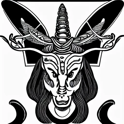 Image similar to baphomet black and white illustration