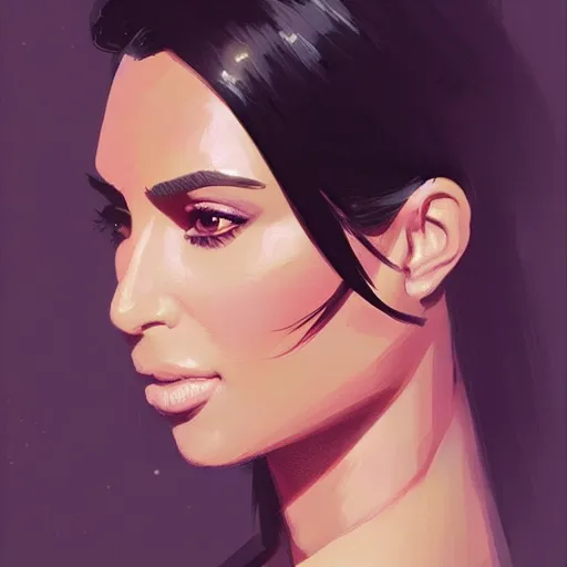 Image similar to “ portrait of kim kardashian by greg rutkowski, young, attractive, highly detailed portrait, scifi, digital painting, artstation, concept art, smooth, sharp foccus ilustration, artstation hq ”