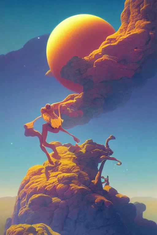 Prompt: the most wonderful dream of another planet you ever had, vivid color, complementary color, golden ratio, detailed, sharp lines, sharp focus, intricate, rainbowshift, by maxfield parrish, by peter mohrbacher, by gustave dore, by artgerm, deviantart, octane render