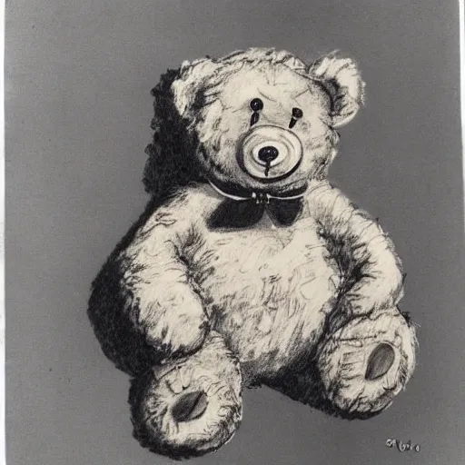 Prompt: fluffy teddy bear drawn by salvador dali