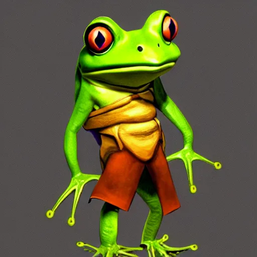 Image similar to character concept art page of a humanoid frog with a coat as an enemy in spyro the dragon video game concept art, spyro trilogy remaster concept art, playstation 1 era, activision blizzard style, 4 k resolution concept art