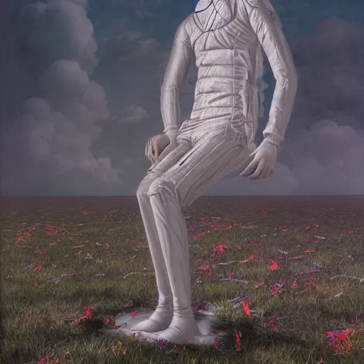 Prompt: the ego separates, psychedelic hyperrealistic surrealism, dreamscape, david friedrich, award winning masterpiece with incredible details, zhang kechun, a surreal vaporwave vaporwave vaporwave vaporwave vaporwave painting by thomas cole of a gigantic broken mannequin head sculpture in ruins, astronaut lost in liminal space, highly detailed, trending on artstation