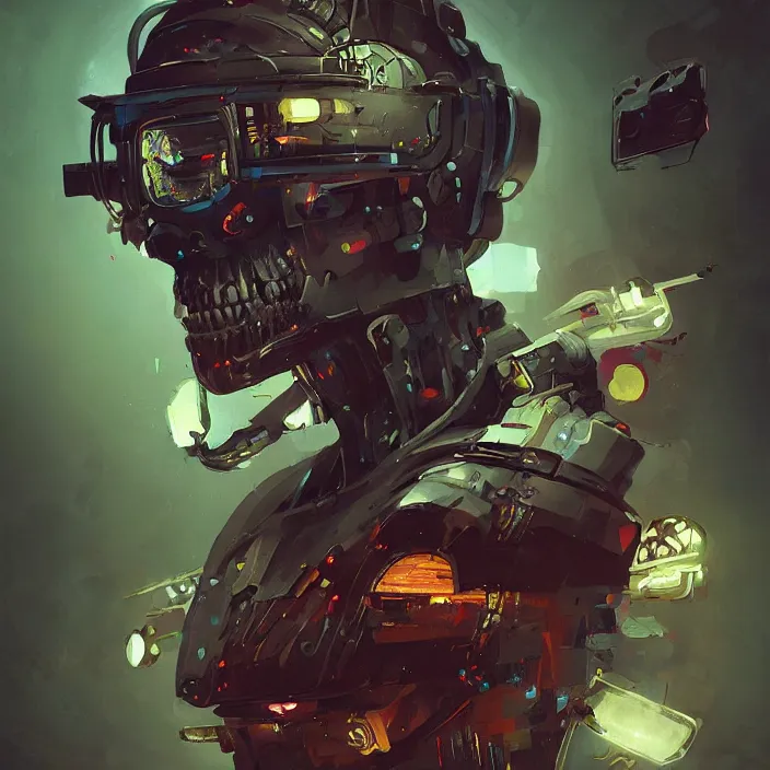 Image similar to a beautiful painting of a cyberpunk skull by sergey kolesov and nekro and pascal blanche and rhads. in style of colorful comic noir illustration, symmetry, sci fi, hyper detailed. octane render. trending on artstation