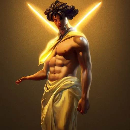 Prompt: Greek god of light, visually stunning, trending on Artstation, award-winning