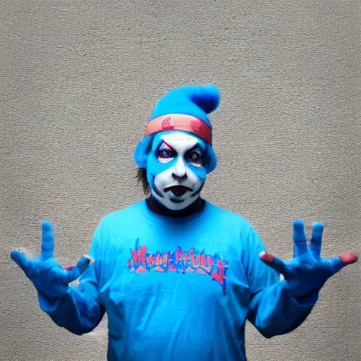 Prompt: Juggalo Smurf