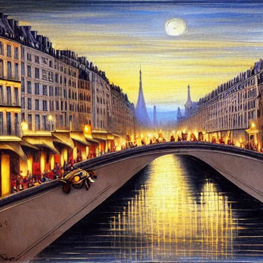 Image similar to paris in 1 9 3 0 at night, renaissance painting, ultra details