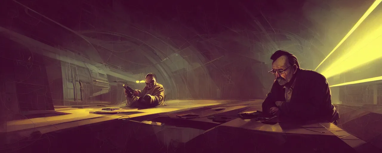 Image similar to duotone tech noir concept illustration 3 / 4 portrait of science fiction author pkd with light beams from sky. cinematic volumentric lighting space. golden ratio accidental renaissance. by sachin teng and sergey kolesov and ruan jia and heng z. graffiti art, scifi, fantasy, hyper detailed. octane render. concept art. trending on artstation