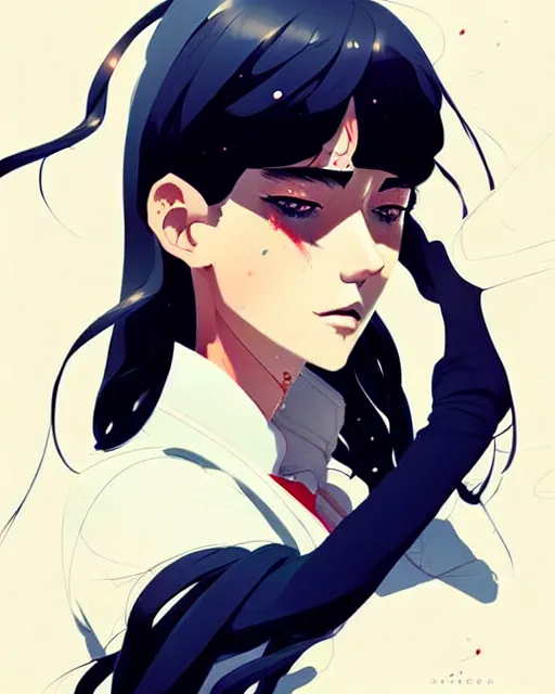 Image similar to a ultradetailed beautiful panting of a stylish woman wearing a sailor uniform, she has black hair, by conrad roset, greg rutkowski and makoto shinkai, trending on artstation