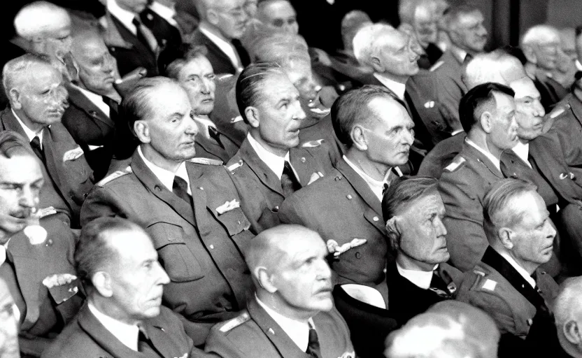 Prompt: 50s movie still of very diverse soviet generals head with very detailed faces in a stalinist parlement, by Alexei Guerman, Cinestill 800t 35mm black and white, heavy grainy picture, very detailed, high quality, 4k, HD criterion, precise texture, high quality diversity of faces