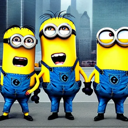 Image similar to the minions laughing at 9/11