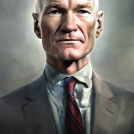 Image similar to hyperrealistic mixed media high resolution painting of Neil Patrick Harris Patrick Stewart, stunning 3d render inspired art by István Sándorfi and Greg Rutkowski and Unreal Engine, perfect facial symmetry, dim volumetric lighting, 8k octane beautifully detailed render, full body shot, post-processing, extremely hyper-detailed, intricate, epic composition, highly detailed attributes, highly detailed atmosphere, cinematic lighting, masterpiece, trending on artstation, very very detailed, masterpiece, stunning, flawless completion, lifelike texture, perfection,