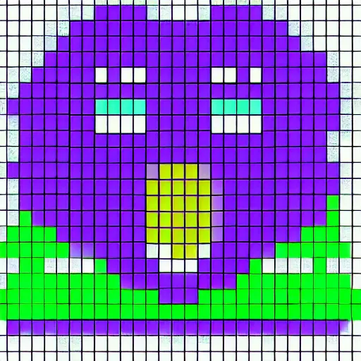 Prompt: 8-bit pixel art of a cute purple goo monster