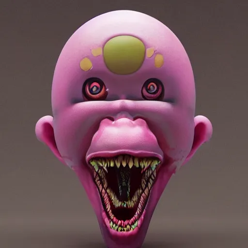 Image similar to pink scream by takashi murakami and zdzisław beksiński, 3d render, octane render, intricately detailed artwork, full 8k high quality resolution, recently just found unknown masterpiece