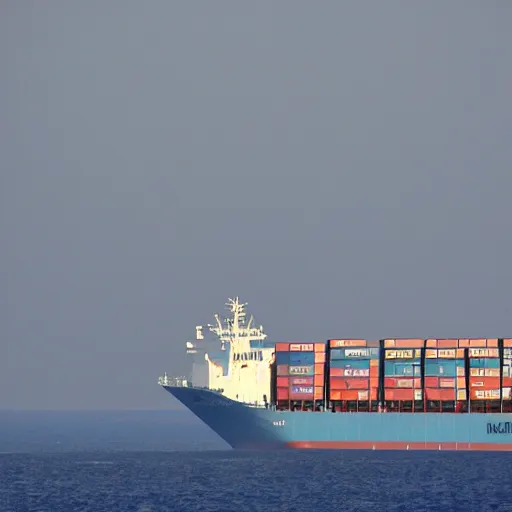 Image similar to maersk container ship, haze, telephoto zoom,