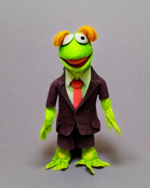 Image similar to saul goodman as a muppet. highly detailed felt. hyper real photo. 4 k.