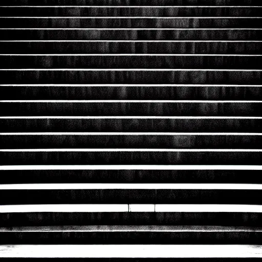 Image similar to black and white surreal photograph, highly detailed vast space made of stairsteps, sideview, detailed textures, natural light, mist, architecture photography, film grain, soft vignette, sigma 1 4 mm f / 1. 4 1 / 1 0 sec shutter, imax 7 0 mm footage